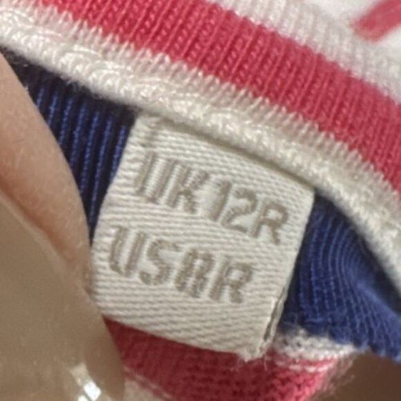 BODEN SZ 8 Dress Pink White Stripe Ruffle Sleeve Casual Rayon Modal Stretchy - Picture 7 of 13